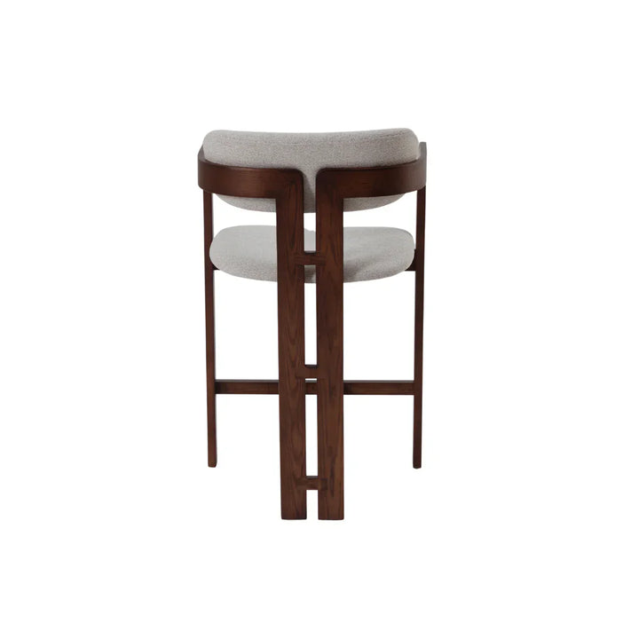 Clara Walnut Dark Wooden Ivory Boucle Fabric Bar Stool
