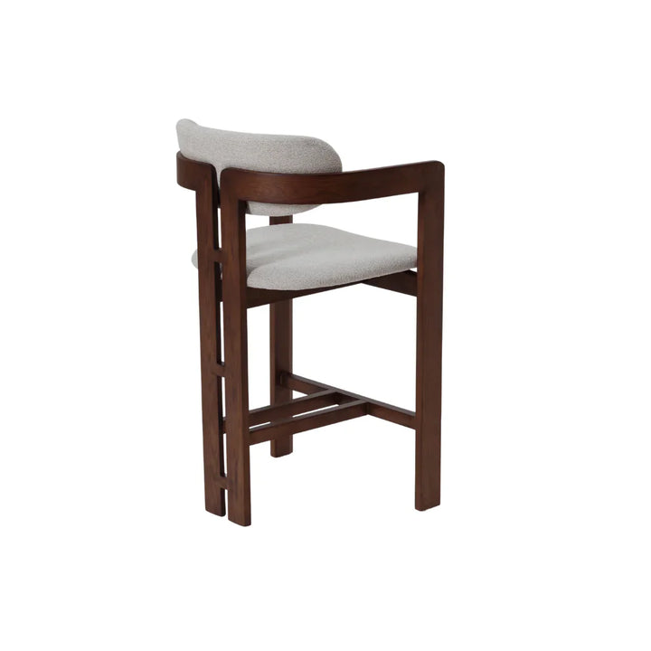 Clara Walnut Dark Wooden Ivory Boucle Fabric Bar Stool