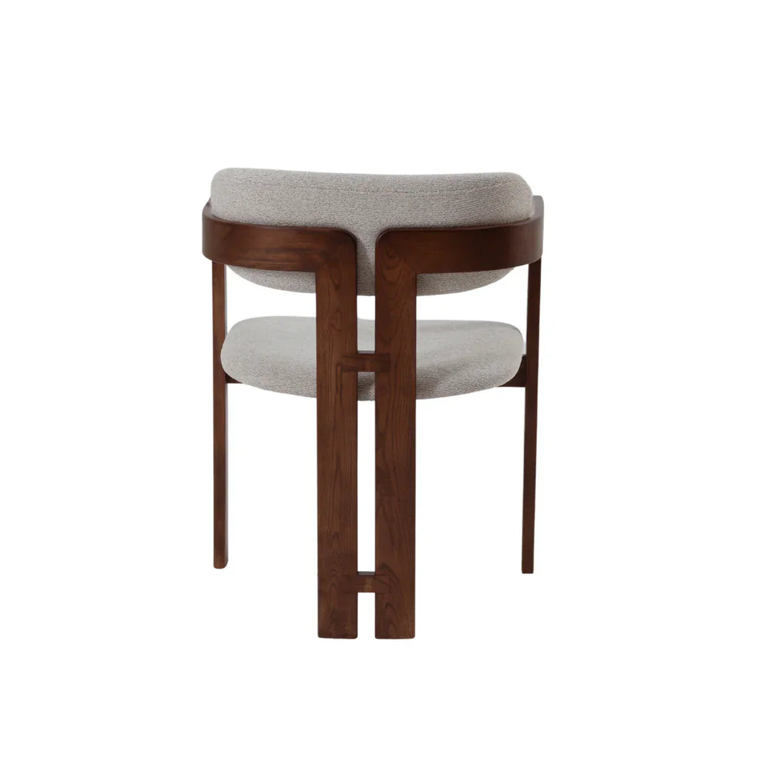 Clara Walnut Dark Wooden Ivory Boucle Fabric Dining Chairs - Pairs -