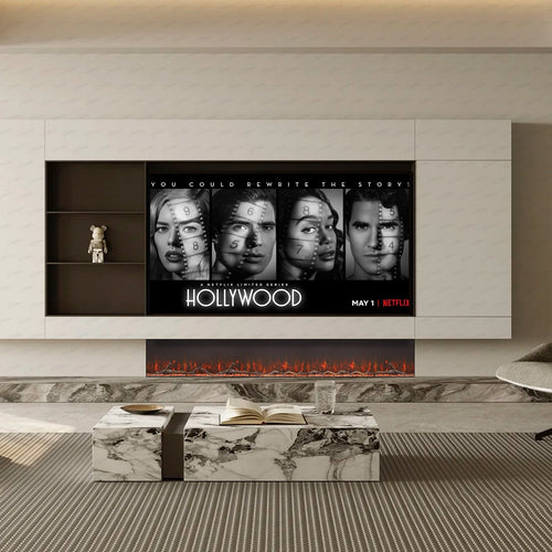 50 60 71 80 Inch HD+ Borderless Glass Black Electric Clarendon UHD Media 3D Flame LED Fire Glass