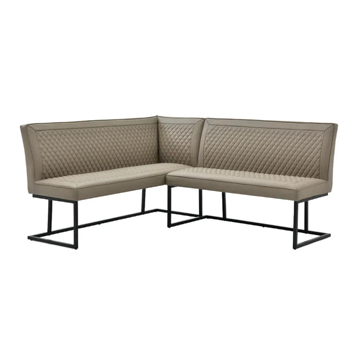 Nova Corner Leather Sand Taupe Bench Set - Right Hand Facing