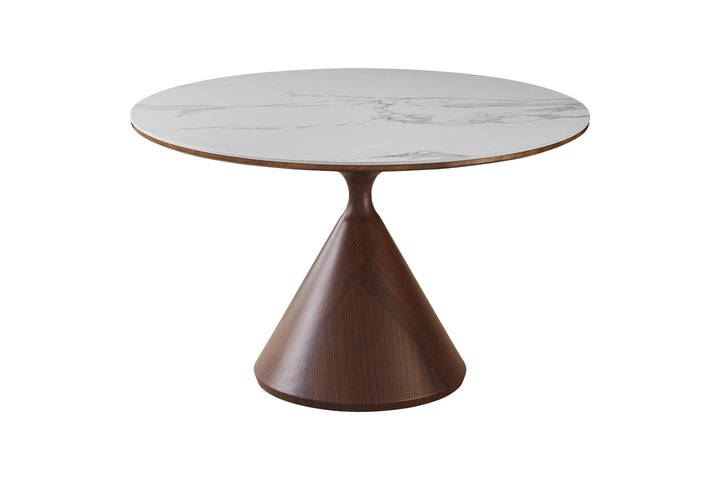 Corteo 120CM Round Italian Walnut & White / Sunset Cloud Vein Dining Table