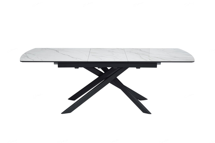 Cosma 180-230cm White Ceramic Marble Dining Table