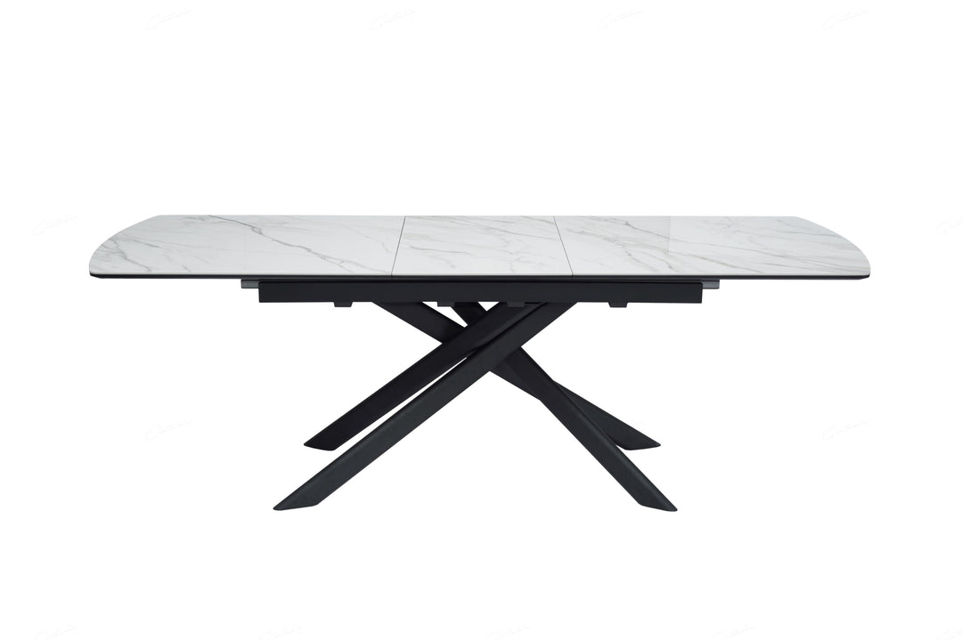 Cosma 180-230cm White Ceramic Marble Dining Table