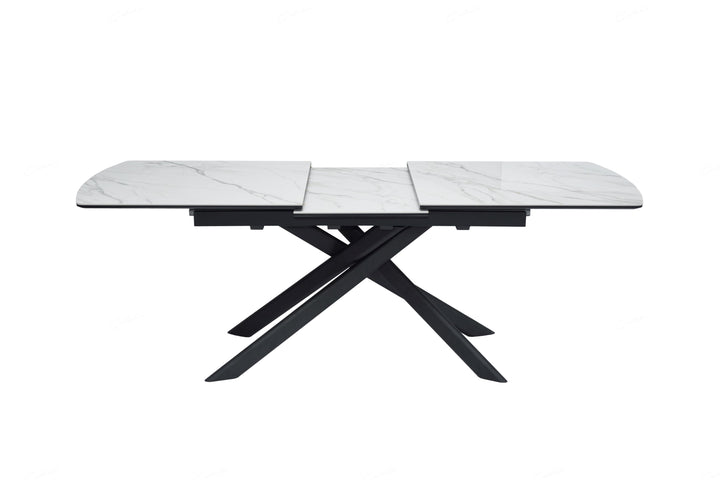Cosma 180-230cm White Ceramic Marble Dining Table