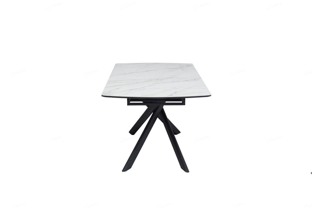 Cosma 180-230cm White Ceramic Marble Dining Table