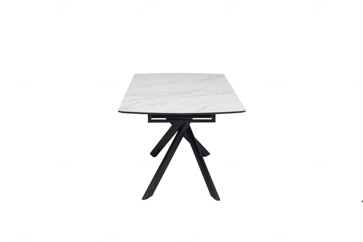 Cosma 180-230cm White Ceramic Marble Dining Table