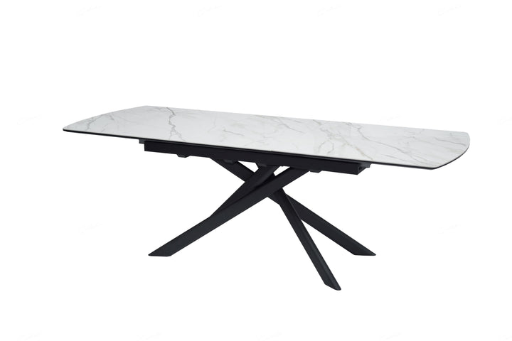 Cosma 180-230cm White Ceramic Marble Dining Table