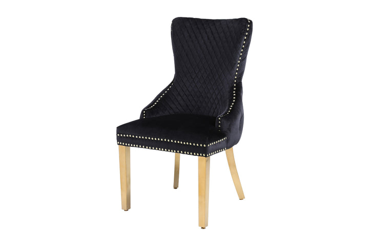 Louis Gold 150cm Ceramic Marble Cream Gold Dining Table With Shimmer Gold Lion Knocker Dining Chairs