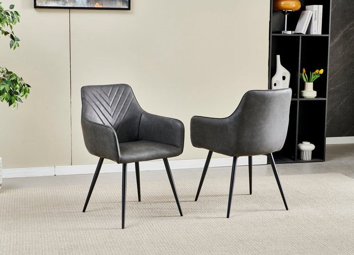 Miami 120cm Black Gold Dining Table With Ceramic Top + Grey PU Leather Dining Chairs