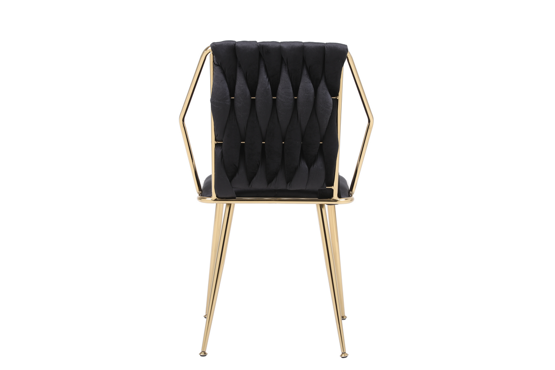 Daisy Black & Gold Velvet Dining Chair Gold Legs