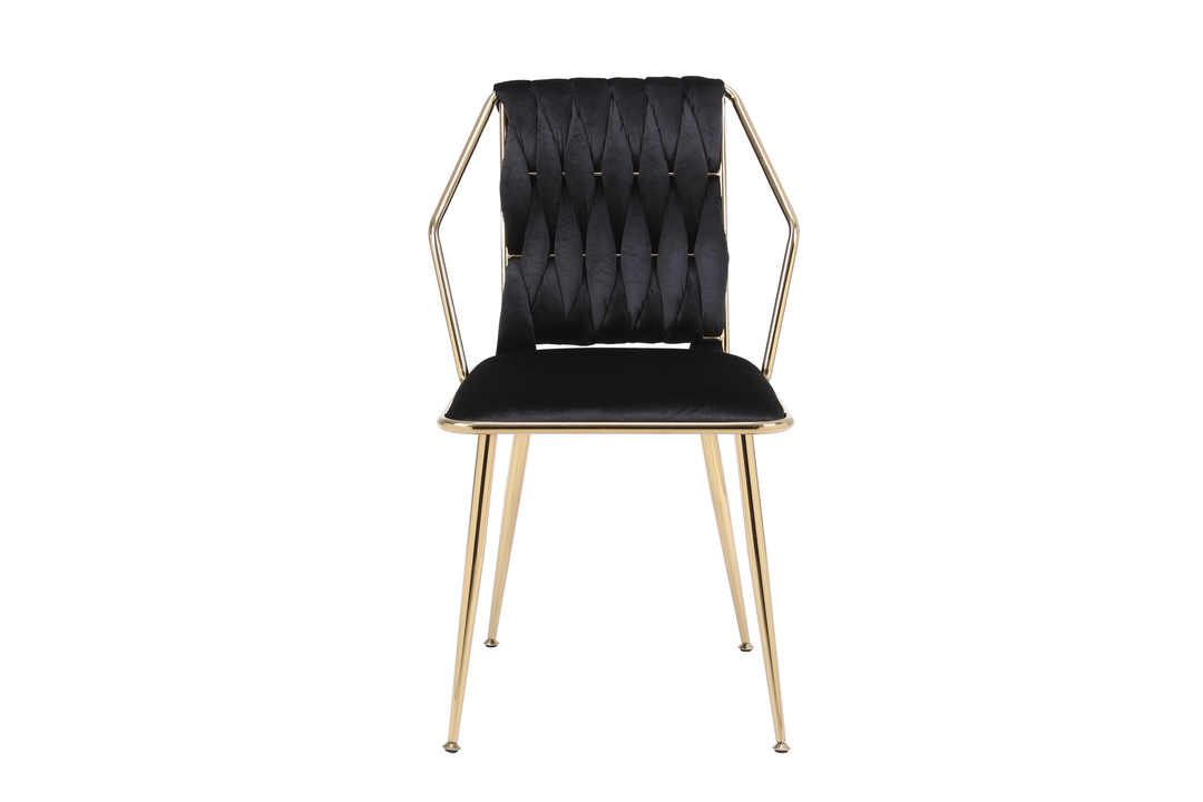Daisy Black & Gold Velvet Dining Chair Gold Legs