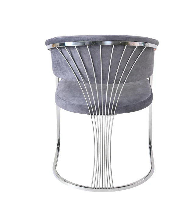 Louis Marble & Chrome Dining Table With Porto Grey Fabric Chairs