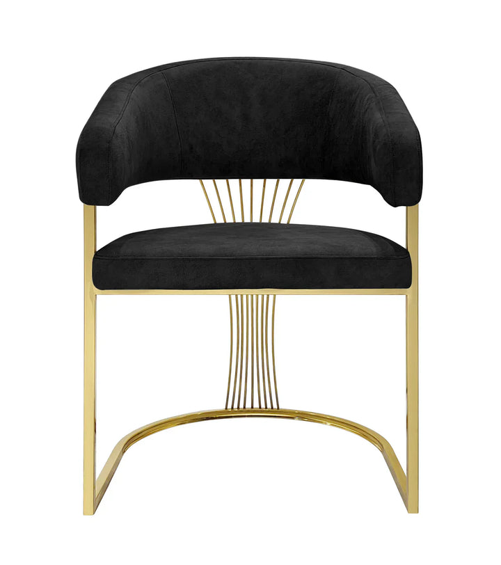 Arial Marble & Gold Dining Table With Porto Velvet Dining Chairs Gold Legs