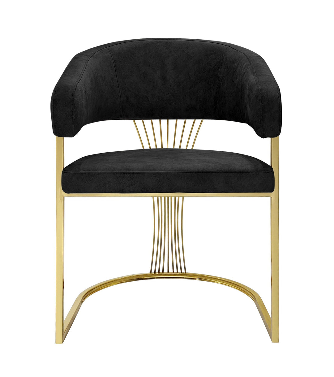 Porto Black/Gold Leathaire Fabric Dining Chair