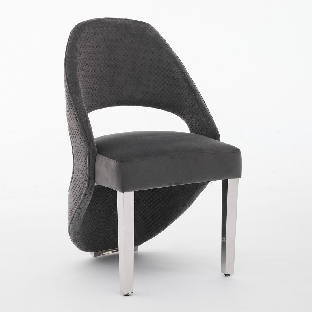 Louis Marble & Chrome Dining Table With Santos Curve Velvet Chairs