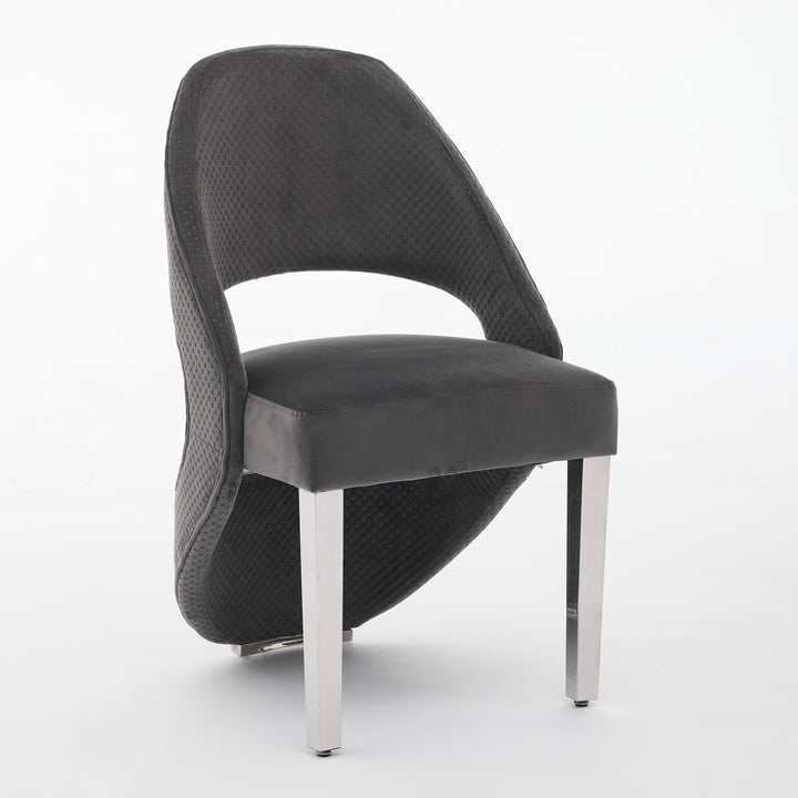 Santos Grey Plush Velvet Dining Chair Chrome Legs