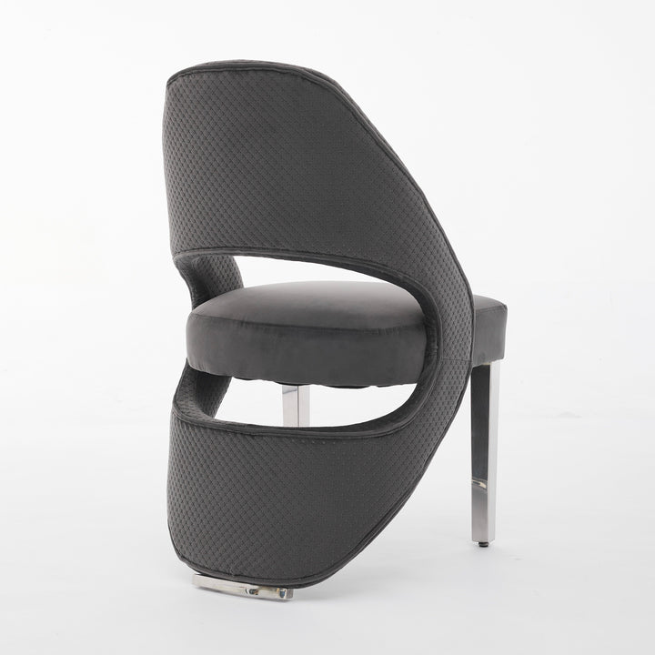 Santos Grey Plush Velvet Dining Chair Chrome Legs