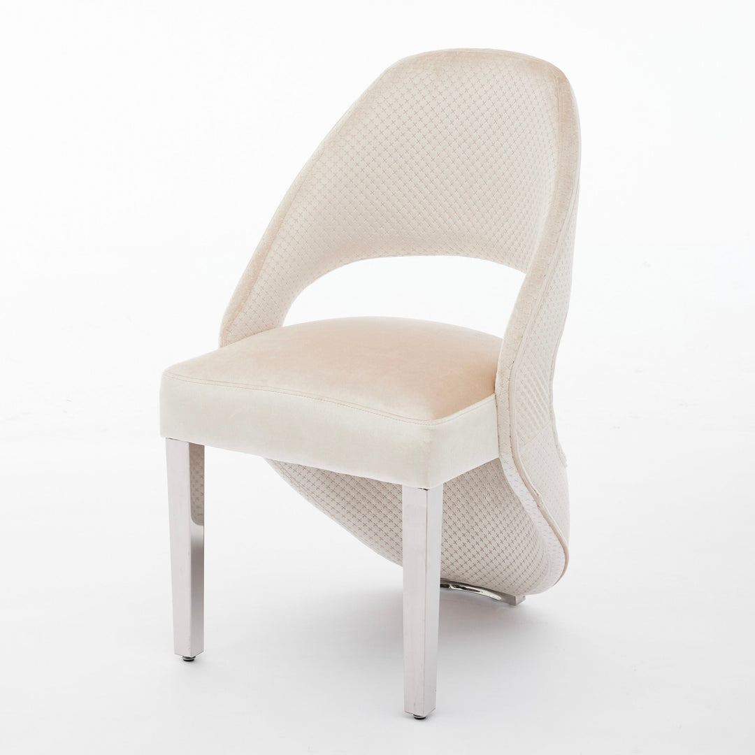 Louis Marble & Chrome Dining Table With Santos Curve Velvet Chairs