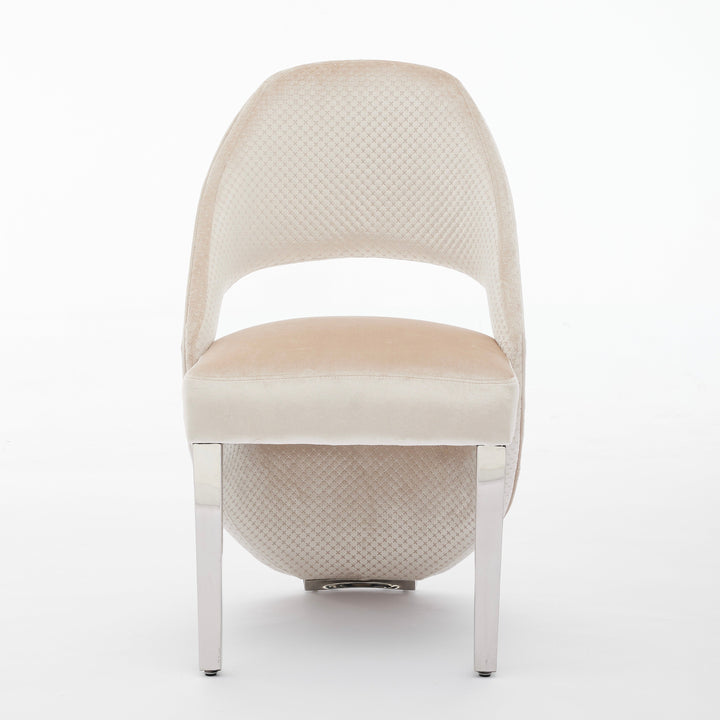 Santos Cream Plush Velvet Dining Chair Chrome Legs