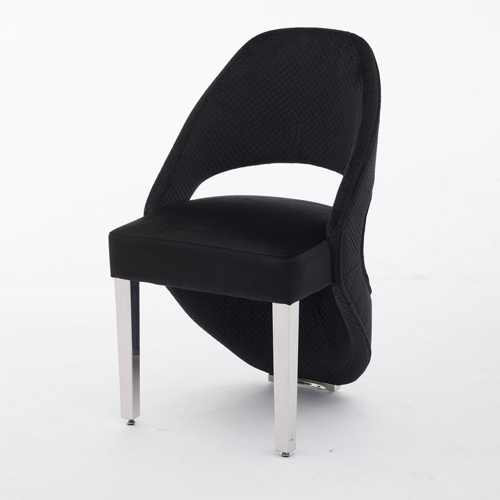 Louis Marble & Chrome Dining Table With Santos Curve Velvet Chairs