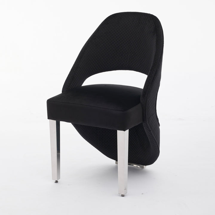 Santos Black Plush Velvet Dining Chair Chrome Legs
