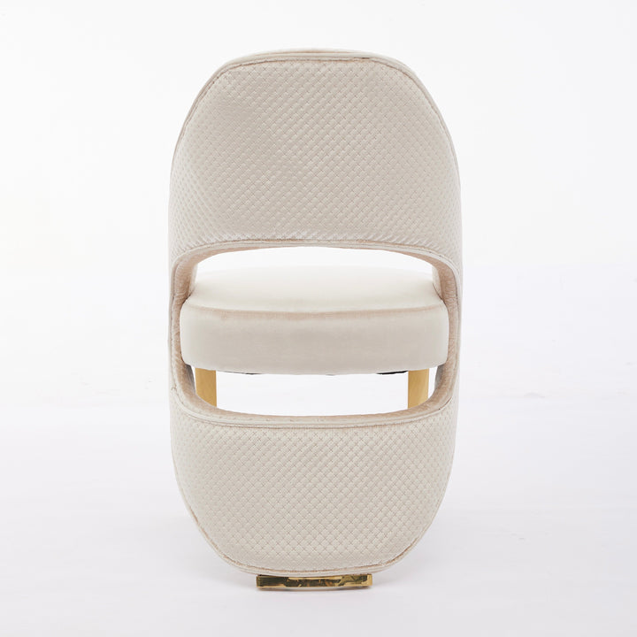 Santos Cream Plush Velvet Dining Chair Gold Legs