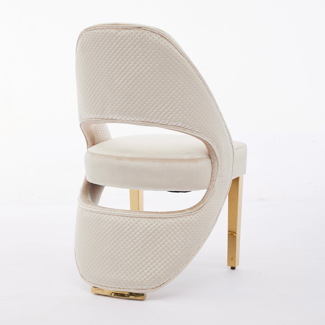 Santos Cream Plush Velvet Dining Chair Gold Legs