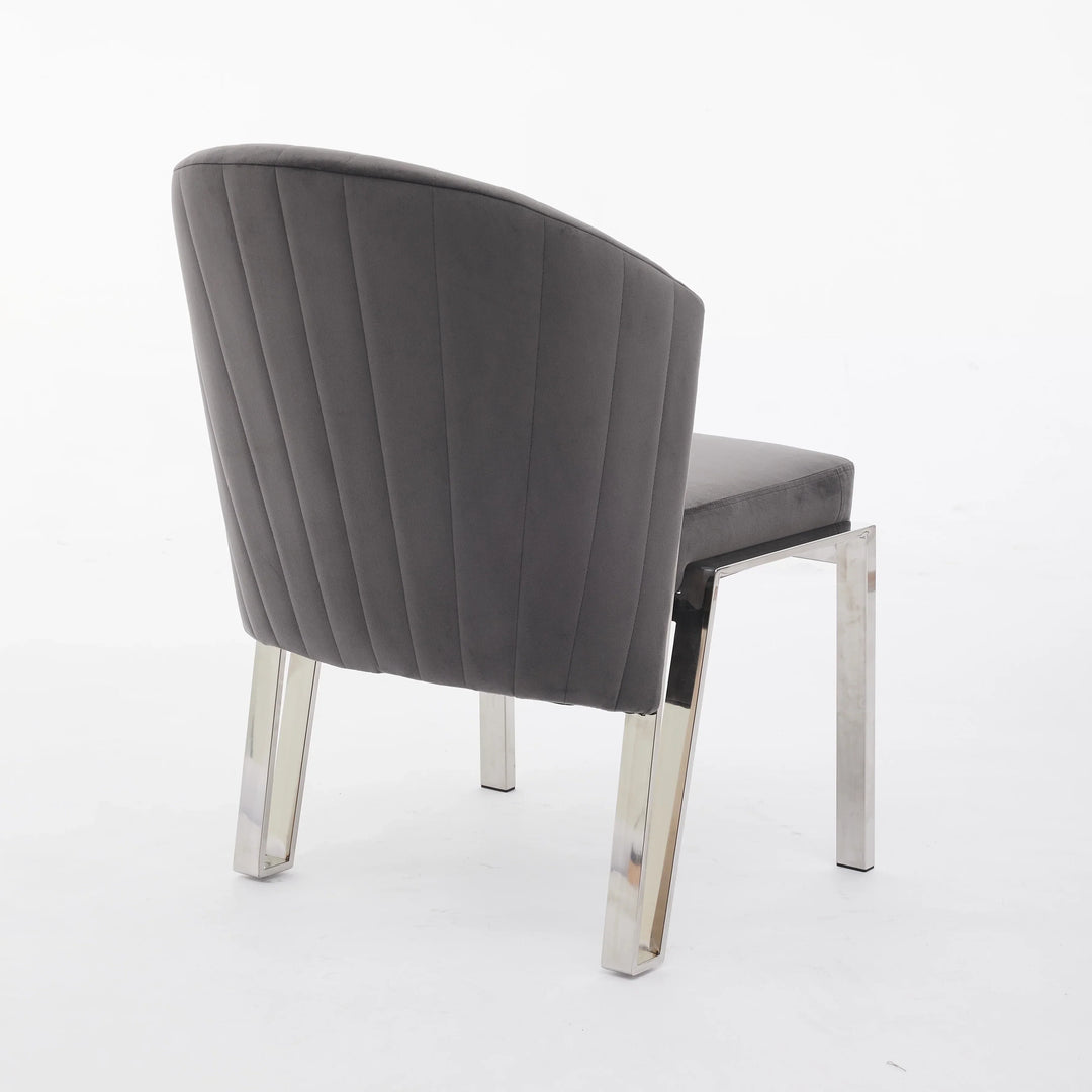 Arianna Marble & Chrome Dining Table With Fabio Grey Velvet Chairs