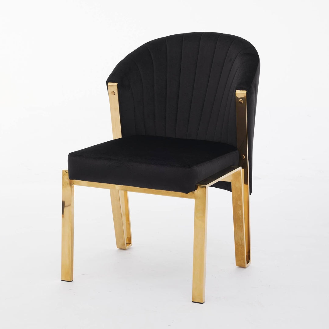 Favian Black Plush Velvet Dining Chair Gold Legs