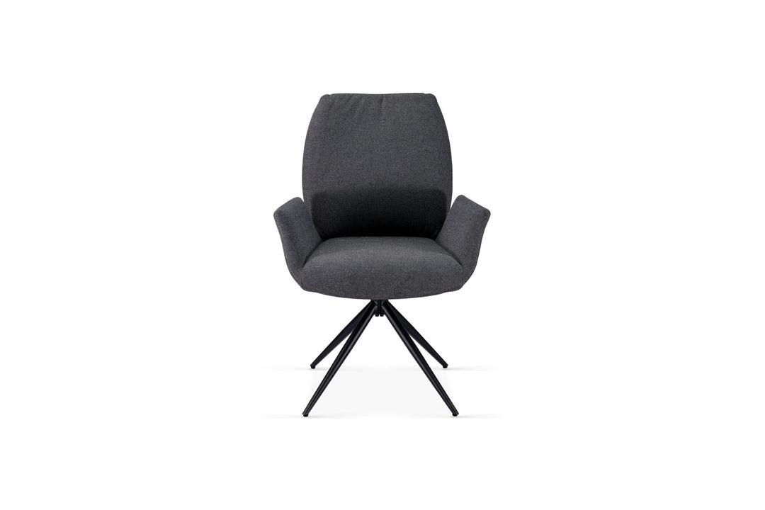 Davos 180cm Grey Ceramic Marble Dining Table With Grey 360 Swivel Velvet Dining Chairs