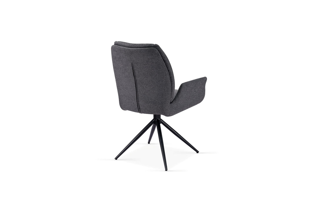 Davos 180cm Grey Ceramic Marble Dining Table With Grey 360 Swivel Velvet Dining Chairs