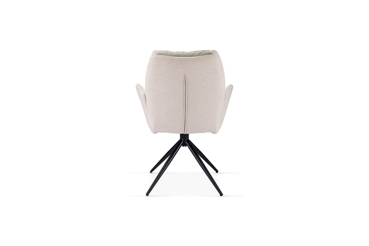 Davos 160cm Cream Ceramic Marble Dining Table With Beige 360 Swivel Velvet Dining Chairs