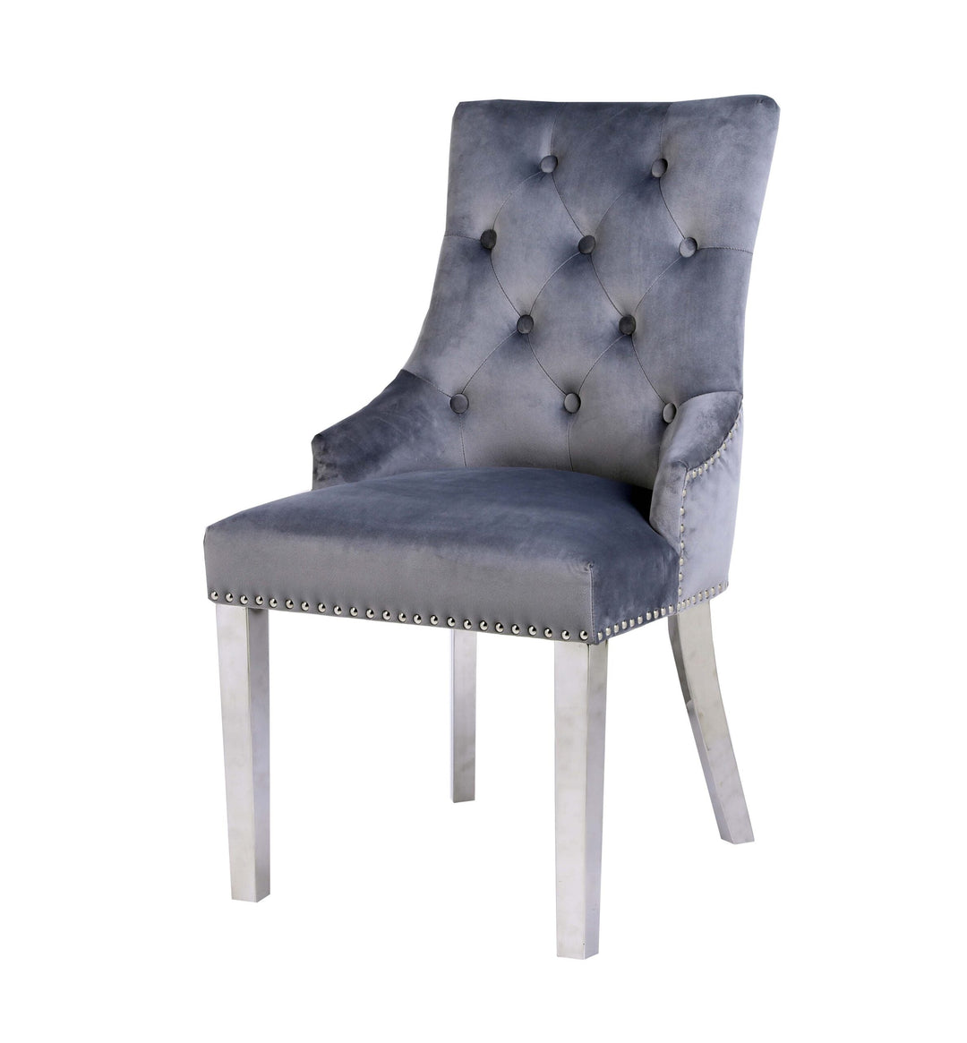 Plush Velvet Chrome Ring Knocker Velvet Dining Chair 3 Colour