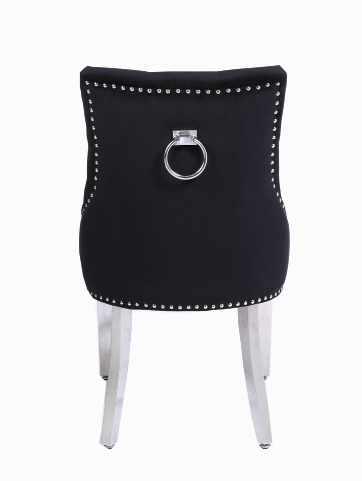 Plush Velvet Chrome Ring Knocker Velvet Dining Chair 3 Colour