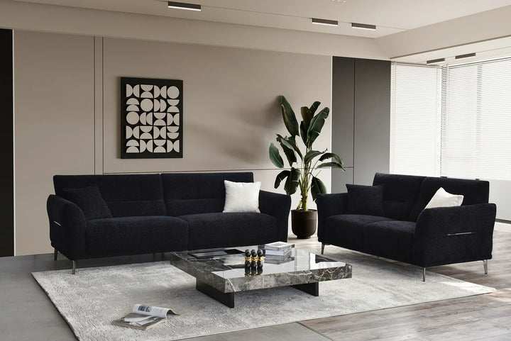 The Albany Luxury Black Boucle Fabric 4 Seater Sofa