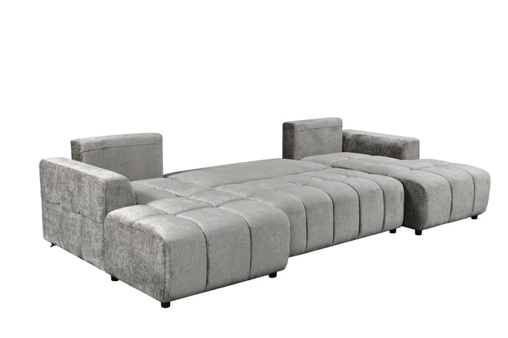 Sena Large Grey Plush Velvet Luxury U Shape Sofabed Sofa