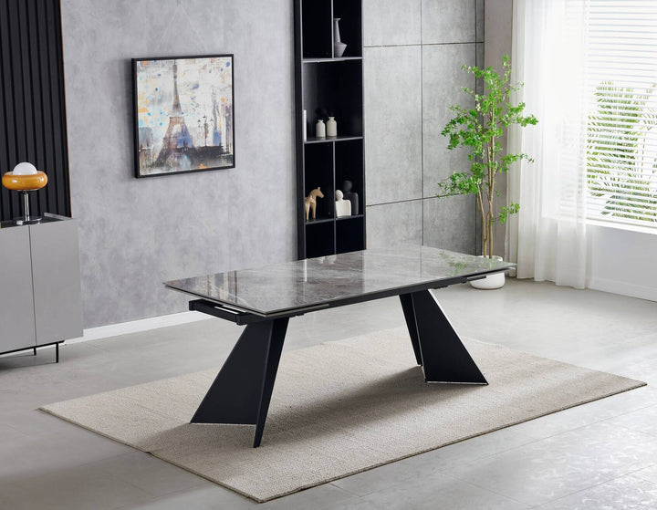 Chicago 160-200CM Ceramic Marble Grey Extending Dining Table