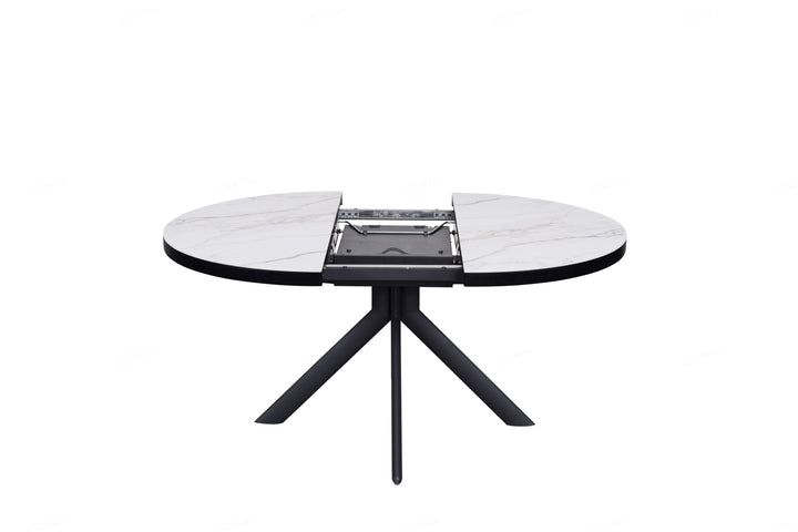 Danello 120-160cm Oval Round White Ceramic Marble Dining Table