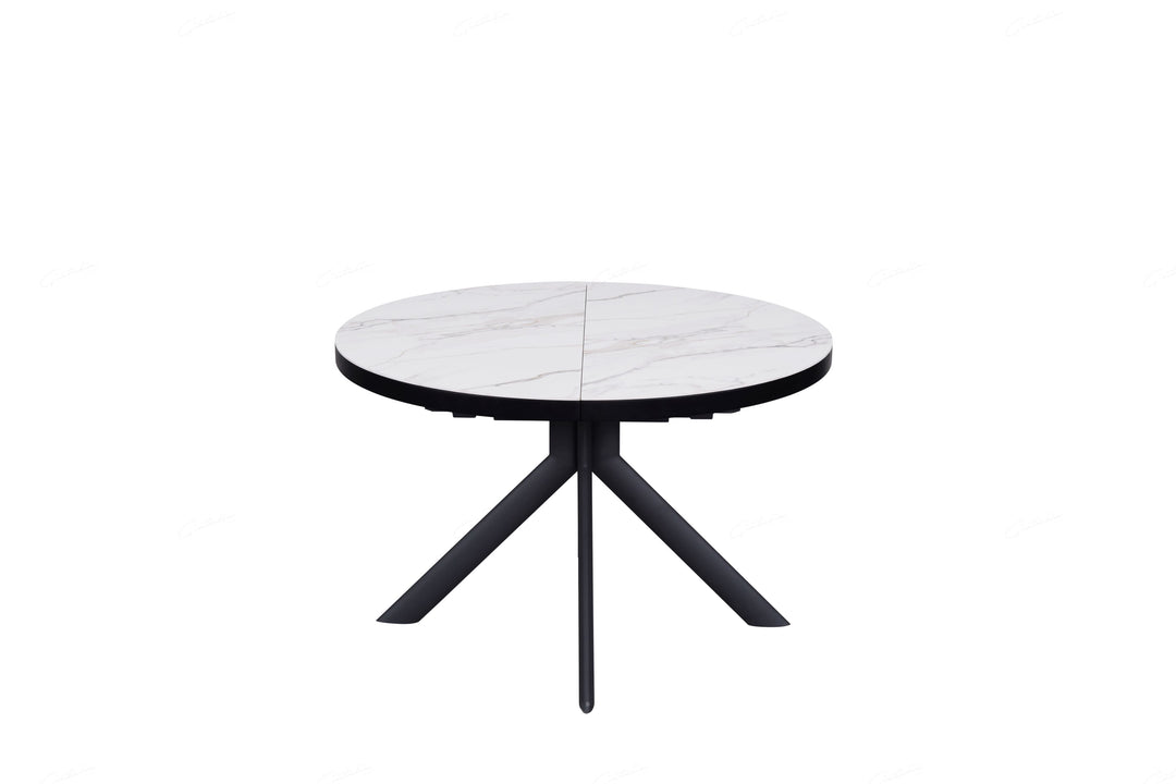 Danello 120-160cm Oval Round White Ceramic Marble Dining Table