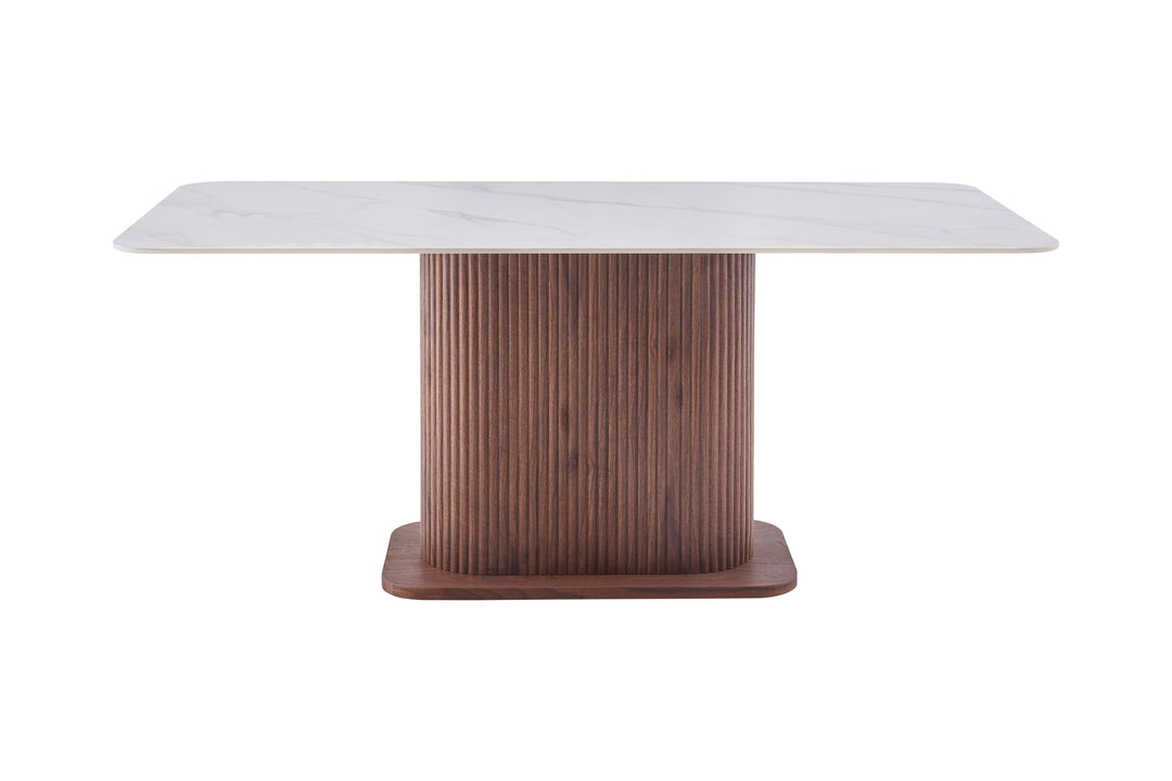 Ellie 180cm Walnut & White Ceramic Sintered Marble Dining Table