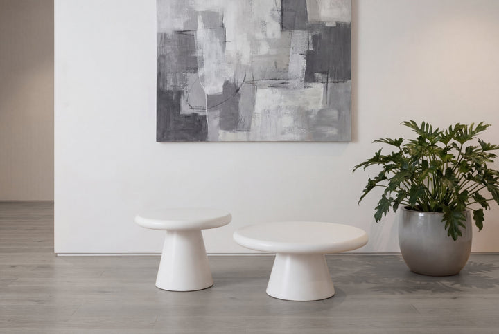 Emilia White Micro Cement Set of 2 Round Tables