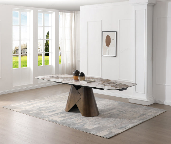 Feretti 180-260cm Italian Pandora Ceramic Marble Side Extending Dining Table