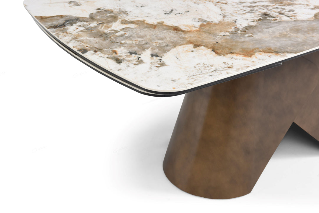 Feretti 180-260cm Italian Pandora Ceramic Marble Side Extending Dining Table