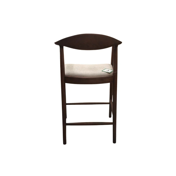 Fern Walnut Dark Wooden Ivory Boucle Fabric Bar Stool