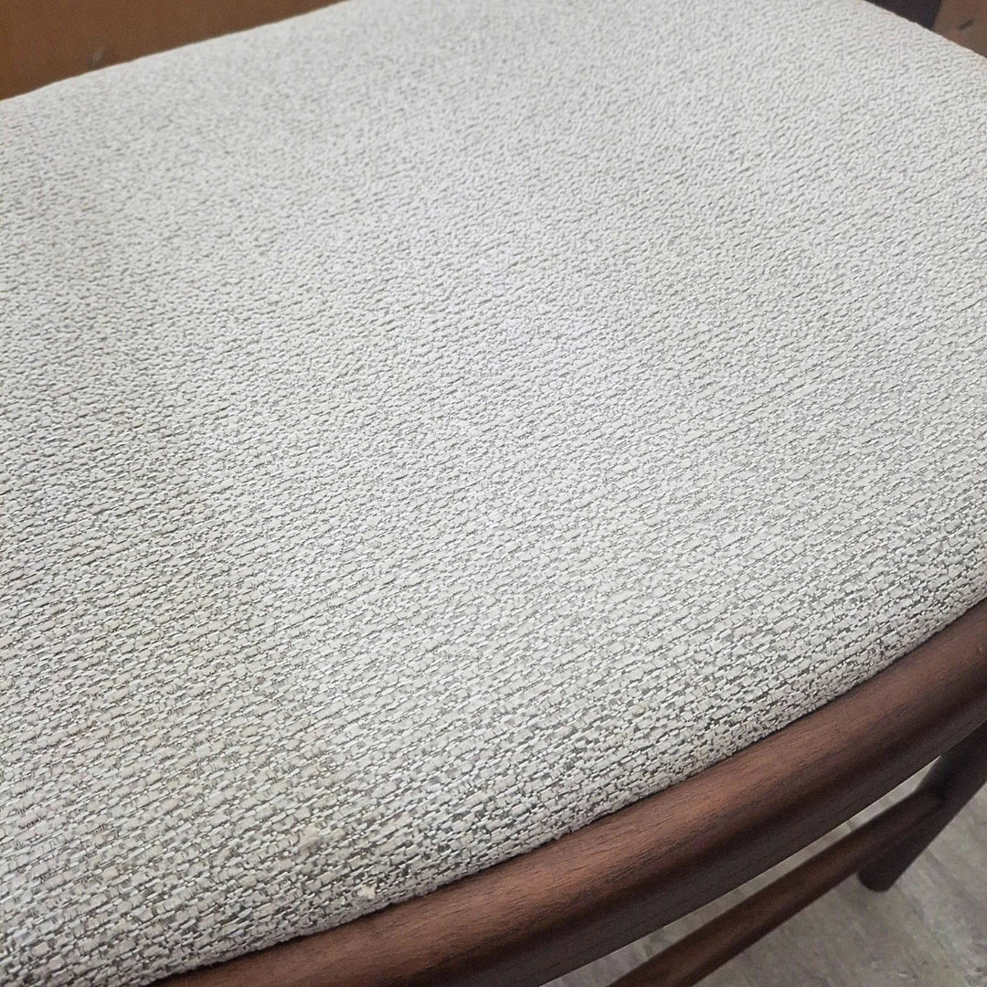 Fern Walnut Dark Wooden Ivory Boucle Fabric Bar Stool