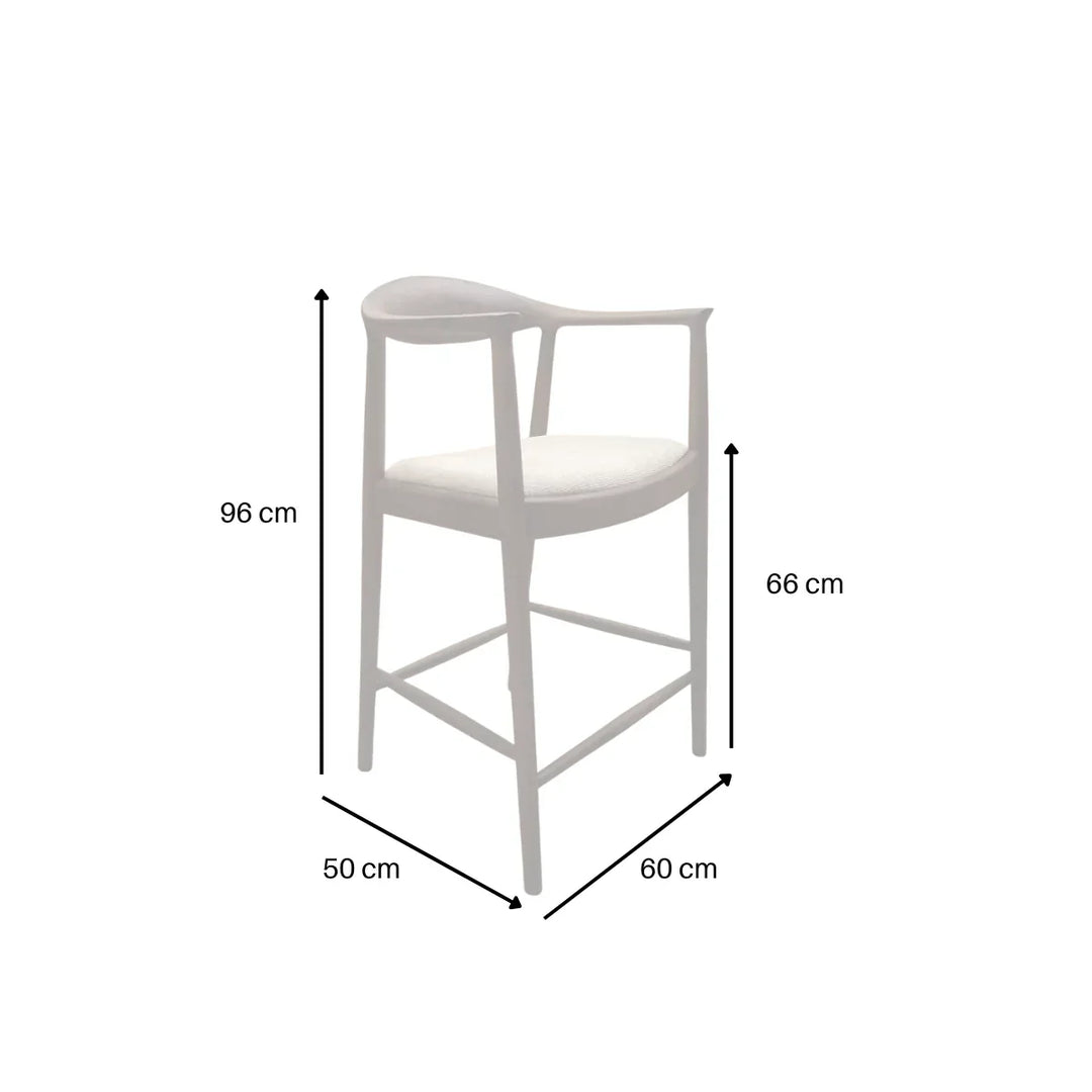 Fern Walnut Dark Wooden Ivory Boucle Fabric Bar Stool