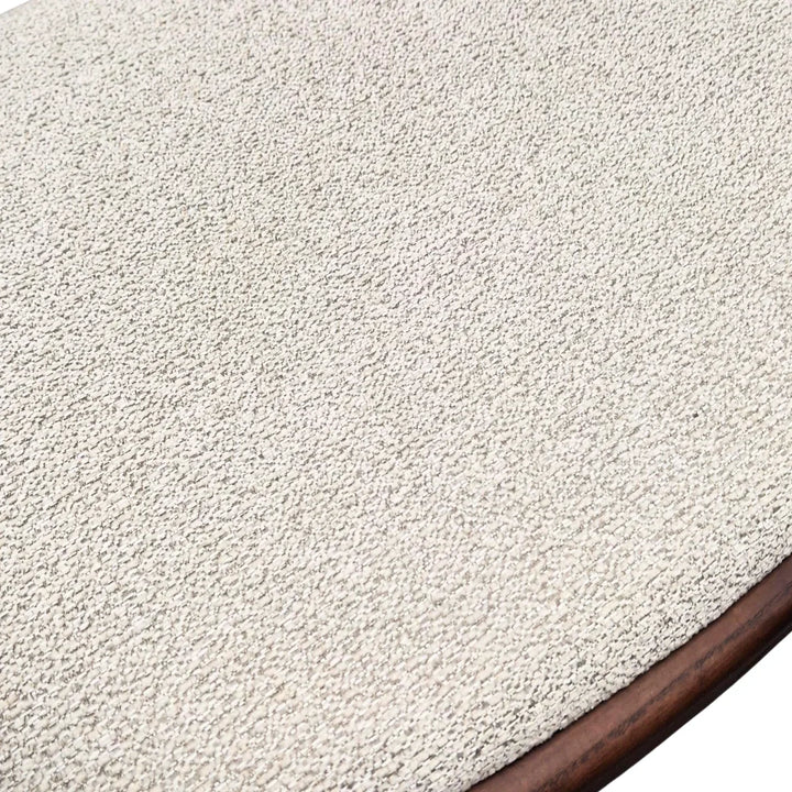 Fern Walnut Dark Wooden Ivory Boucle Fabric Dining Chairs - Pairs