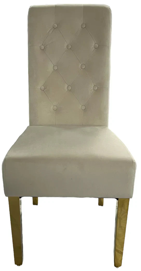 Louis Marble & Gold Dining Table With Lucy Quilted Gold Ring Knocker Velvet Chairs