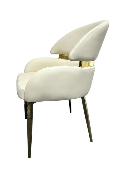 Madrid 200cm Gold Dining Table With Monarch Leather Gold Chairs